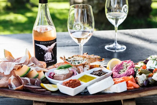 Waiheke Island: Taste&Graze Whisky Cellar Tour, Food, Olive Oil - Batch Winery lunch: a glass of Waiheke wine plus a platter